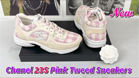 chanel sneakers white fuchsia|Chanel tweed shoes.